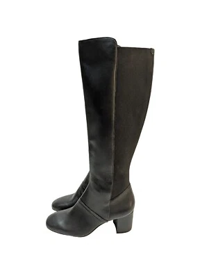 Enzo Angiolini Leather Riding Boots Women's 6 M Shobi Black Side Zip Tall  - Image 1 of 4
