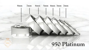 Solid 950 Platinum Concave Wedding Band Ring - Comfort Fit Polished New - Picture 1 of 10