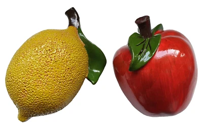 Limón y Manzana Grande Decorativo Resina Fruta 5" - 6" Verano Cocina Decoración Foto 1 de 4