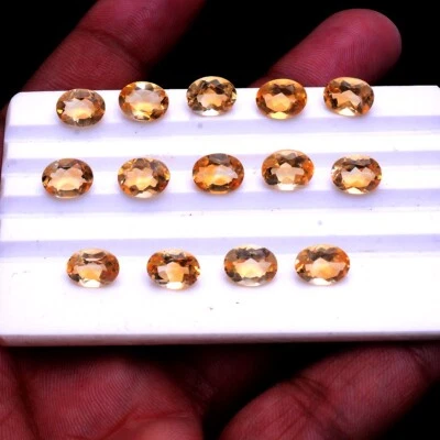 VVS 14 Pcs Natural Citrine 9mm 7mm Oval Faceted Cut Untreated Loose Gemstones - Image 1 of 4