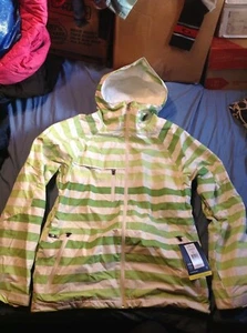NEW! Burton Launch 10K Jacket Absynth Green BigStripe Fade sz Men's XS - Picture 1 of 6