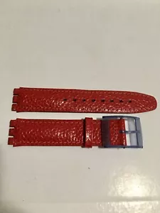 Swatch Genuine Men's 17mm Red Leather Watch Band Brand New #28. - Picture 1 of 2