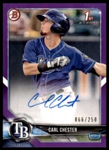 2018 Bowman Prospect Autographs Purple Carl Chester Auto 066/250 Tampa Bay Rays - Bild 1 von 2