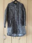 Leopard Print Anorack Parka, Coat Zip Up size Small Grey