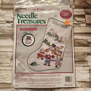 Kit de punto de cruz de Navidad medias tesoros aguja amigos de la nieve 02933 - Imagen 1 de 6