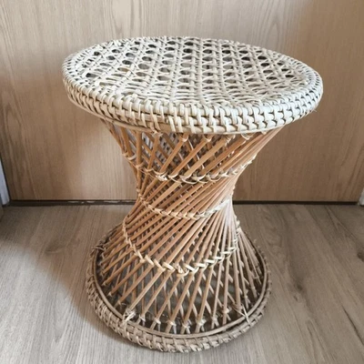 Retro Vintage Round Cane Rattan Wicker Twist Stand - Image 1 of 4