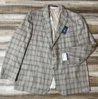 Hart Schaffner Marx Sports Coat Blazer Jacket Mens 54L Worsted Wool Windowpane - Image 1 of 4