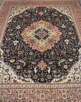 Alfombra de lana fina y seda anudada a mano 8’1”x10’ - Alfombra hecha a mano 8x10 Foto 1 de 4