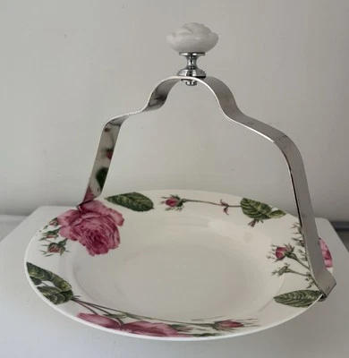 Bügel trägt Teller Platten Töpfe dehnbar silbern Keramikrose - Bild 1 von 4