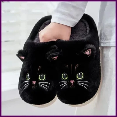 Lindas pantuflas para gatos mullidas peludas mujeres hogar plataforma pantuflas hombres invierno felpa Foto 1 de 4