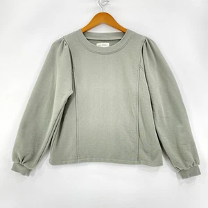 Felpa Free Assembly donna piccola verde ritagliata manica lunga arricciata pullover - Foto 1 di 10