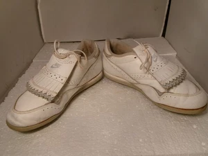 Vintage 1990 Nike Golf Shoes w. Metal Cleats Men Size 8.5 White - Picture 1 of 19