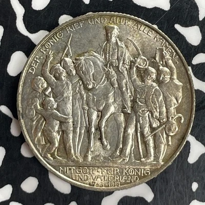 1913 Germany Prussia 2 Mark Lot#T8095 Silver! High Grade! Beautiful! KM#532 - Image 1 of 2