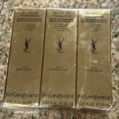 YVES SAINT LAURENT ALL HOURS FOUNDATION - BD 75 Warm Hazelnut 3PACK EXP 11/23 - Image 1 of 4