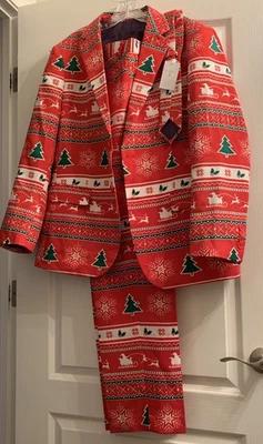 OPPOSUITS Traje de Navidad Rojo Feo 3 Piezas Chaqueta Pantalones Corbata Nuevo con Etiquetas Talla 44 ¡DIVERTIDO! Foto 1 de 4