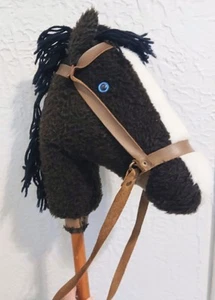 VTG Handmade Hobby Horse Steckenpferd Classic Stickhorse Felted Wool Leather 39" - Picture 1 of 17
