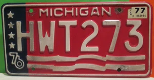 Michigan Bicentennial 1776 - 1976 License Plate 1977 STICKER Unrestored # HWT273 - Picture 1 of 2