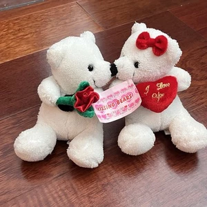 Goffa Plüsch küssende Bären Valentinstag Ich liebe dich weiß Stofftiere Paar Geschenk - Bild 1 von 10