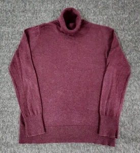 Suéter LL Bean Mujer Mediano Algodón Cachemira Ciruela Vino Cuello Alto Pullover - Imagen 1 de 18