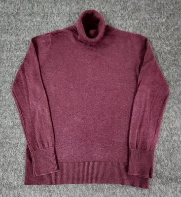 LL Bean Sweater Womens Medium Cotton Cashmere Plum Wine Turtleneck Pullover - Image 1 of 4