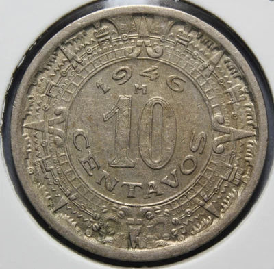 Moneda de cobre/níquel 1946 Mo México 10c km#432 Foto 1 de 2