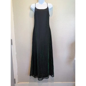 Maxi abito nero Tower USA anni 90 festa iridescente grande y2k elasticizzato stringato danza - Foto 1 di 14