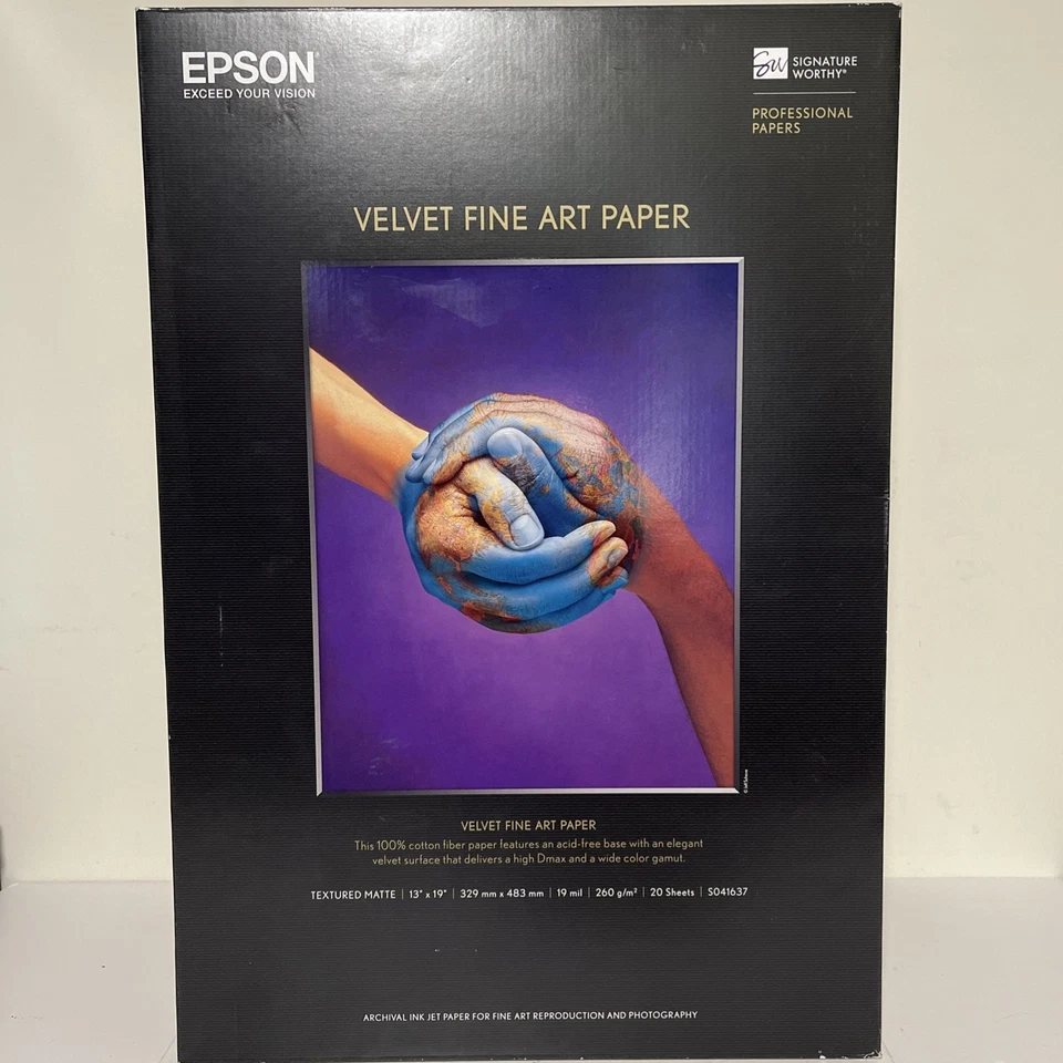 EPSON Velvet Fine Art Paper (S041637, Textured Matte, 13"x19") - Image 1 of 4