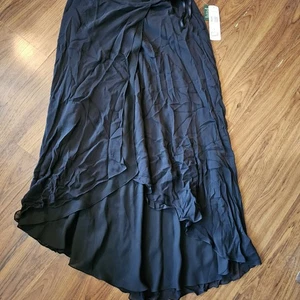 Lauren Ralph Lauren Seide Maxi Rock lang Neu mit Etikett Gr. L schwarz Lagenlook Whimsi Goth Witchy - Bild 1 von 9
