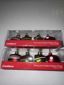 Caja y barril - 2 CONJUNTOS DE 4 - Portatarjetas/anillos de servilletas con adornos de vidrio - Imagen 1 de 4