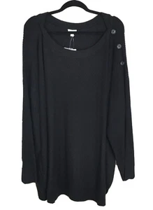 NWT Avenue Sweater Womens Black Long Sleeve Waffle Knit Pullover PLUS  26/28 3X - Foto 1 di 9