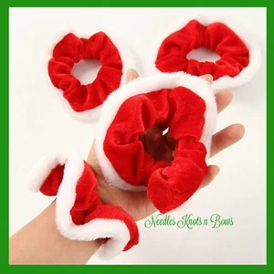 Plush Red Velvet with White Fur, Christmas Ponytail Holder, Hair Band, USA - Picture 1 of 3