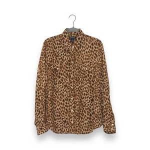 Lucky Brand Leopard Print 100% Silk Long Sleeve Button Up Shirt Blouse - Picture 1 of 7