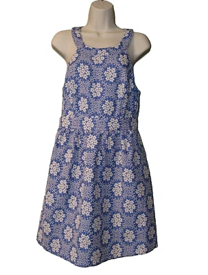 TORI RICHARD Honolulu Do Tell Halter Dress 8 Pacific Blue Floral Print Pockets - Image 1 of 4