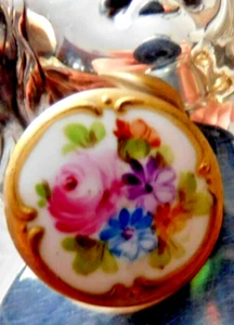 Antiker Porzellanknopf  1890Handmalerei wie Meissen Rose  Sammlung Streublume Ro - Bild 1 von 5
