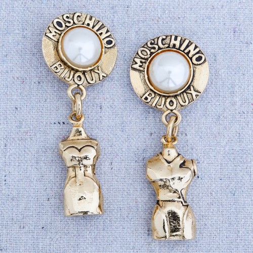 Orecchini Modello Vintage Anni '90 Moschino Gioielli Oro Abito Forma Corsetto 3"