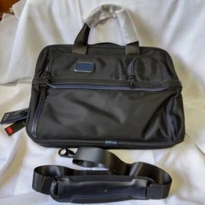 TUMI ALPHA3 Organizador Laptop Brief 2603141 Viaje PC Bolsa Azul Marino Negro - Imagen 1 de 14