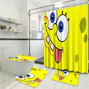 Cute Face Cartoon Gift SpongeBob SquarePants Shower Curtain or Bathroom Sets. - Picture 1 of 4