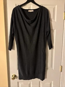 Michael Kors Sweater Dress Womens Grey M Long Sleeve Zipper Cuff Knit Pullover - Picture 1 of 4