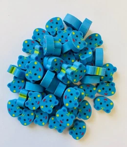 50 Mini Blue Bear Face  Erasers Teacher Supply Sorting Math Counter Center  - Picture 1 of 1