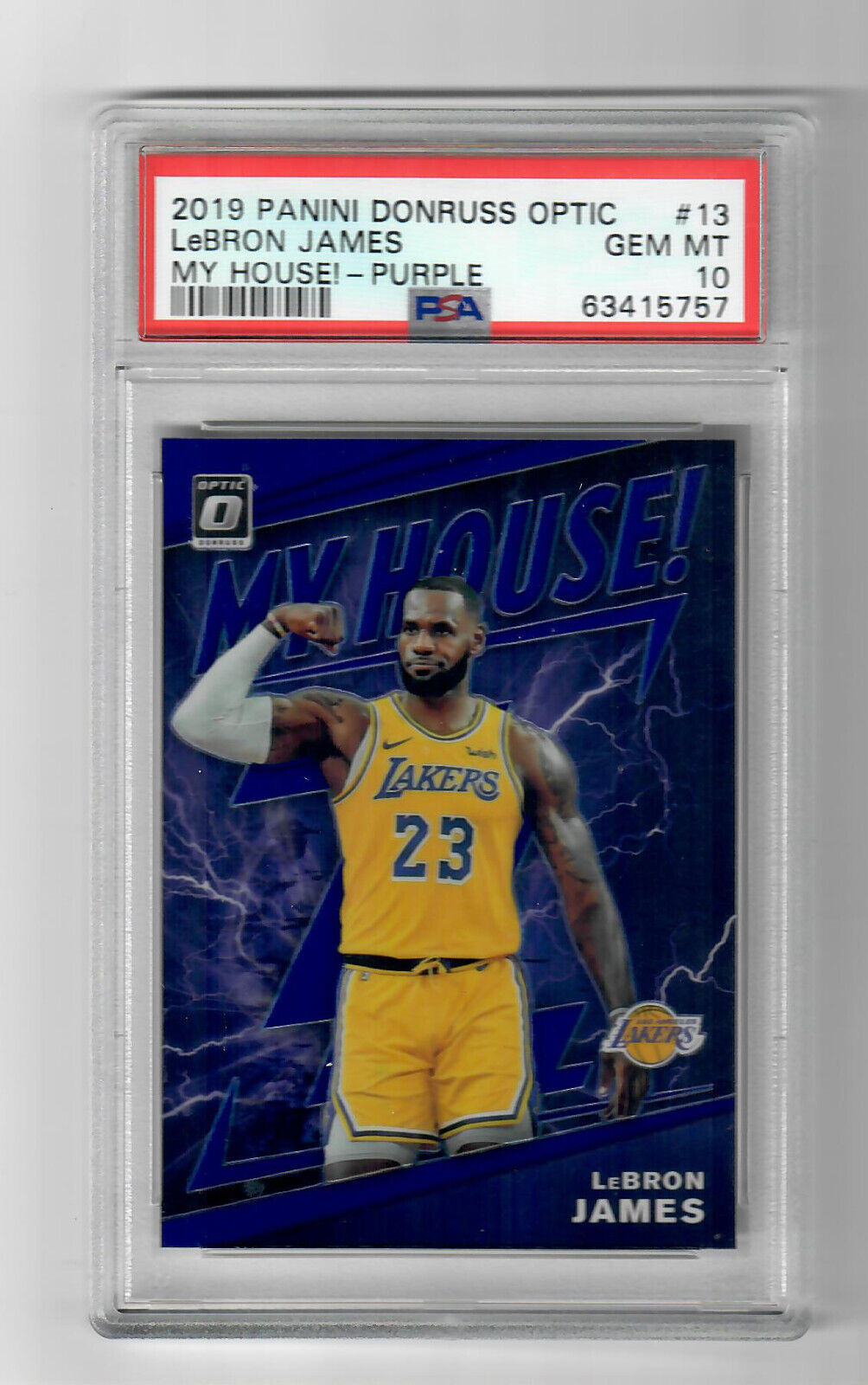 PSA 10 GEM MINT LEBRON JAMES 2019 PANINI DONRUSS OPTIC MY HOUSE! - PURPLE HOLO