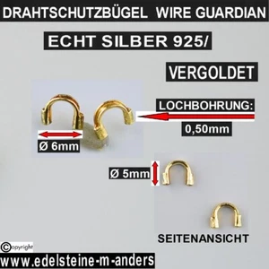 Drahtschutzbügel Wire Guardian Drahtbügel Drahtschutz Bügel Silber 925 vergoldet - Bild 1 von 1
