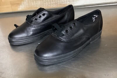 Woman's Fashion Sneakers Keds Leather Low Top Black Size 5 - Image 1 of 4