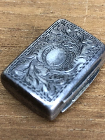 Edward Smith, Birmingham Vinaigrette- Hand Engraved Solid Silver Scent Box Cover