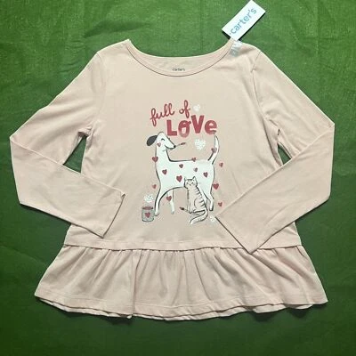 Vestido Camisa Carter's Niños Niñas Manga Larga Talla 10/10A Melocotón "Lleno de Amor" Foto 1 de 4