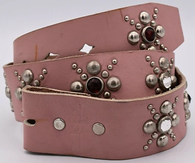 Cinturón Vintage Talla 30 ~ Rosa Cromo Tachuelas Vidrio Joya Cuentas Estrás JOED by Ur Foto 1 de 4