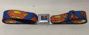 Cinturón de seguridad Superman a todo color azul con hebilla - Escudo Superman de cerca... - Imagen 1 de 4