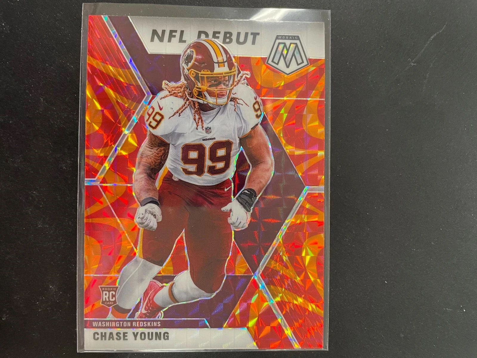 Chase Young 2020 Mosaic NFL Debut Orange Reactive Prizm RC #272 Redskins H22