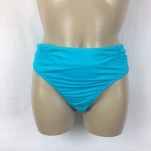 Athleta Blue Swim Shirred Band High Waist 2 Piece Bikini Bottom L - Picture 1 of 4