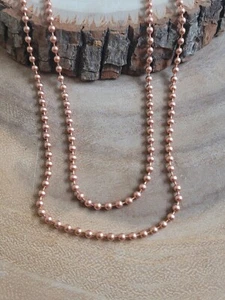Paquete de 2 collar de cadena de bola de cobre puro de 3 mm cobre artritis alivio del dolor - Imagen 1 de 7