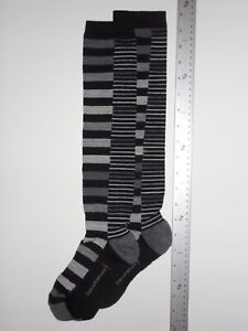 SMARTWOOL Socks Women's Medium 7-9.5 Knee High Grays Black Striped Lt Wt
